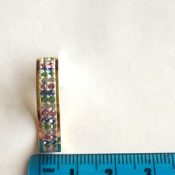 Gold Eternity Band Ring Size 6 8 9 10 11 Pink Blue Green Plated Stackable - Picture 10 of 10